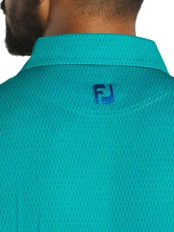 FootJoy Skyscraper Print Lisle Polo Shirt (Athletic Fit) - Blue/Emerald