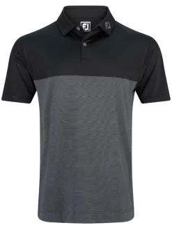 FootJoy Tonal Block Lisle Polo Shirt (Athletic Fit) - Black