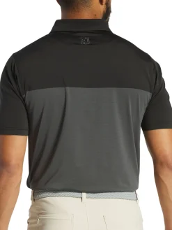 FootJoy Tonal Block Lisle Polo Shirt (Athletic Fit) - Black