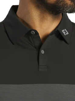 FootJoy Tonal Block Lisle Polo Shirt (Athletic Fit) - Black