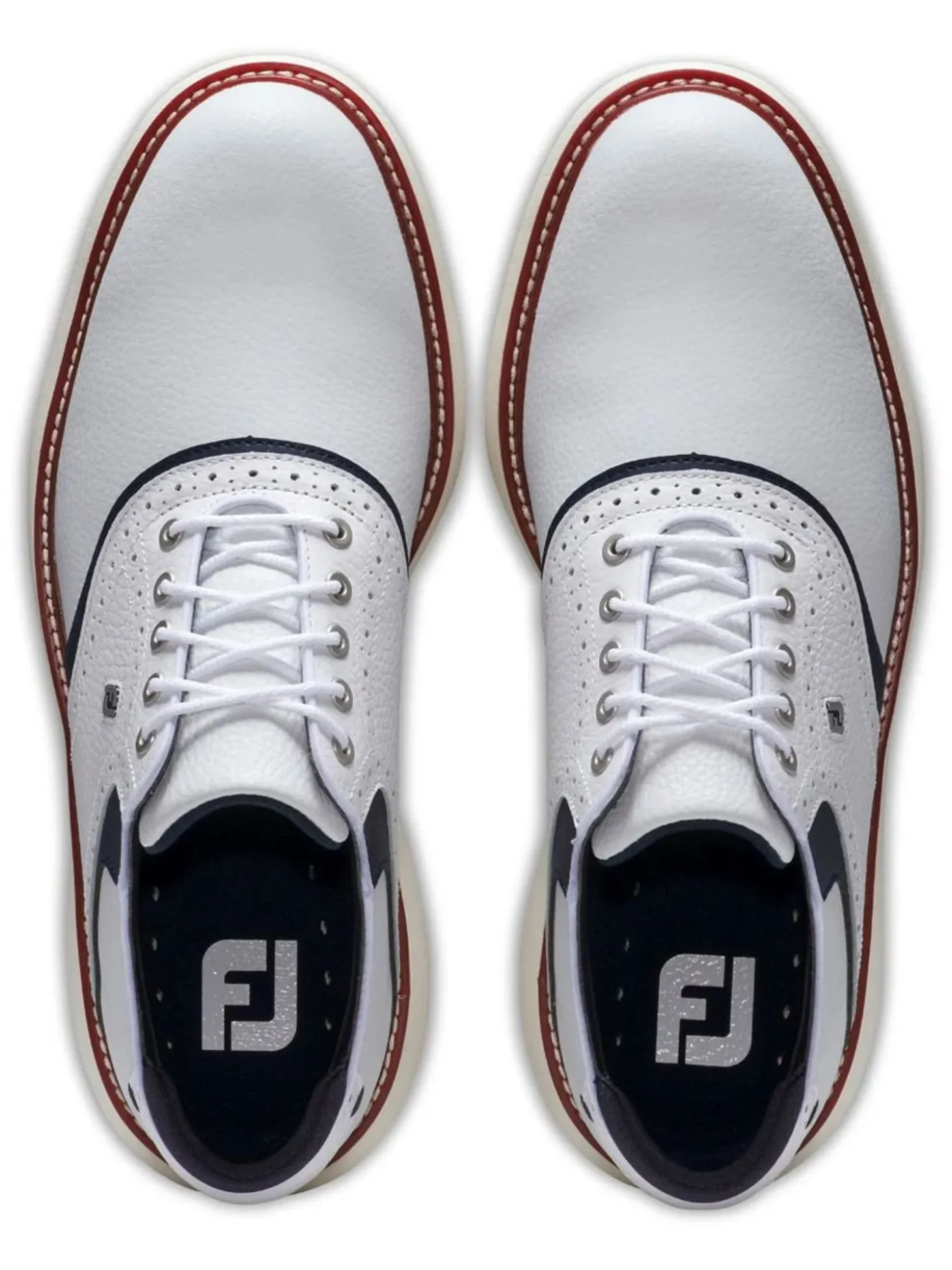 FootJoy Traditions Energy Golf Shoes - White/Navy/Red