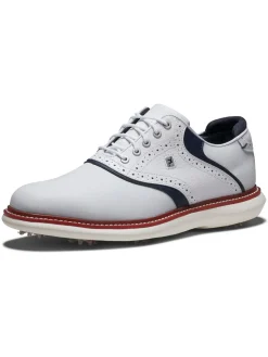 FootJoy Traditions Energy Golf Shoes - White/Navy/Red