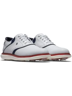 FootJoy Traditions Energy Golf Shoes - White/Navy/Red