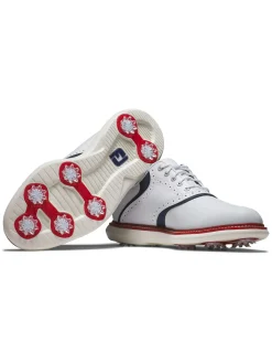 FootJoy Traditions Energy Golf Shoes - White/Navy/Red