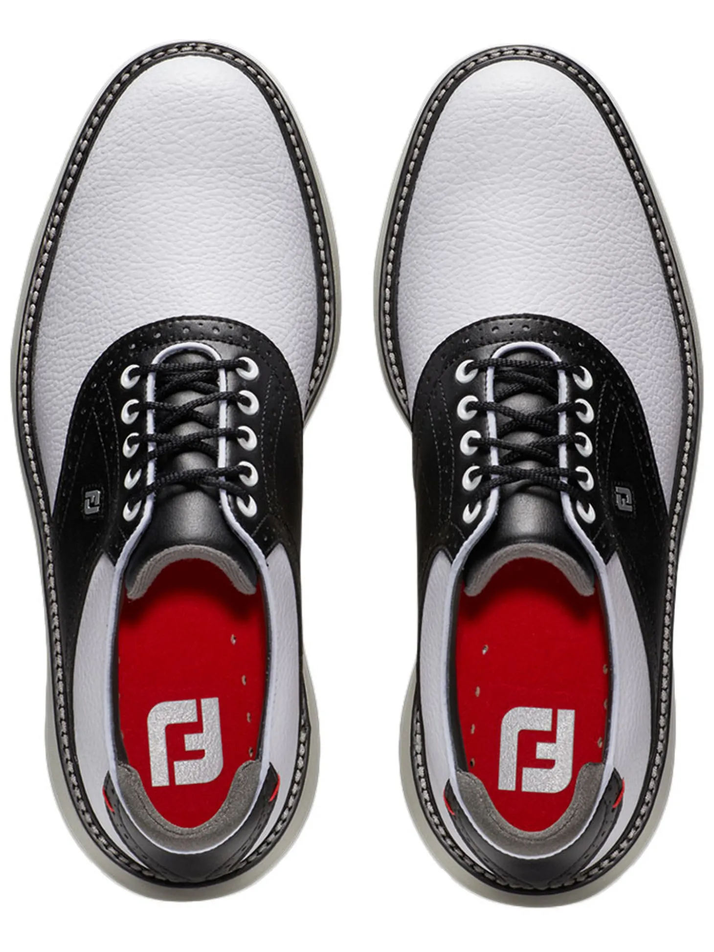 FootJoy Traditions Spikeless Golf Shoes - White/Black