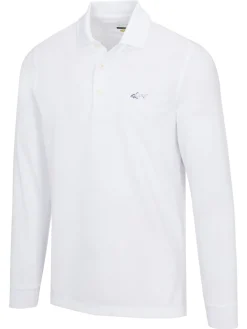 Greg Norman Long Sleeve Pique Shark Polo - White