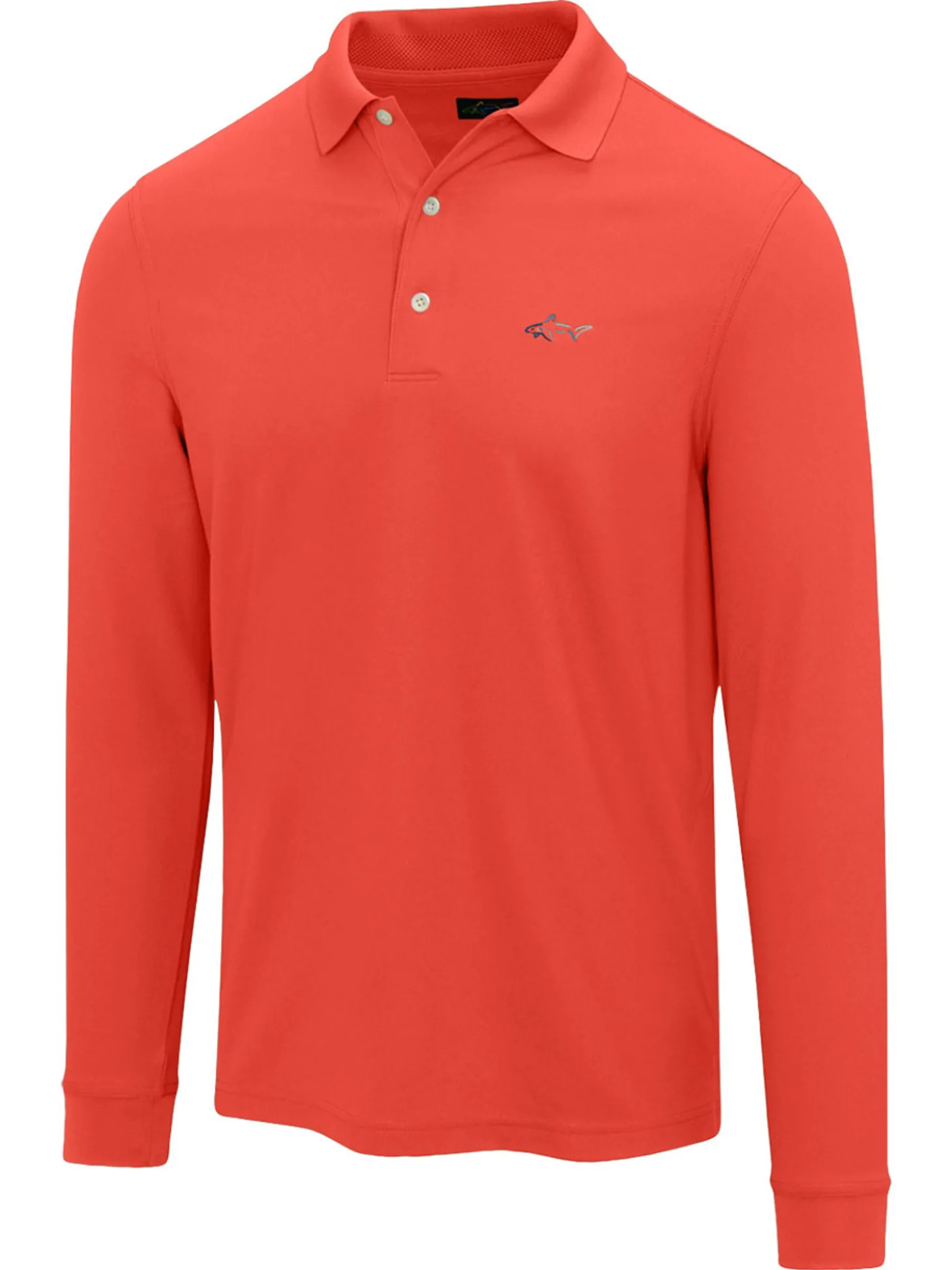 Greg Norman Long Sleeve Pique Shark Polo - Spiced Coral
