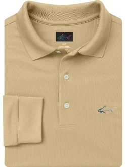 Greg Norman Long Sleeve Pique Shark Polo - Warm Sand