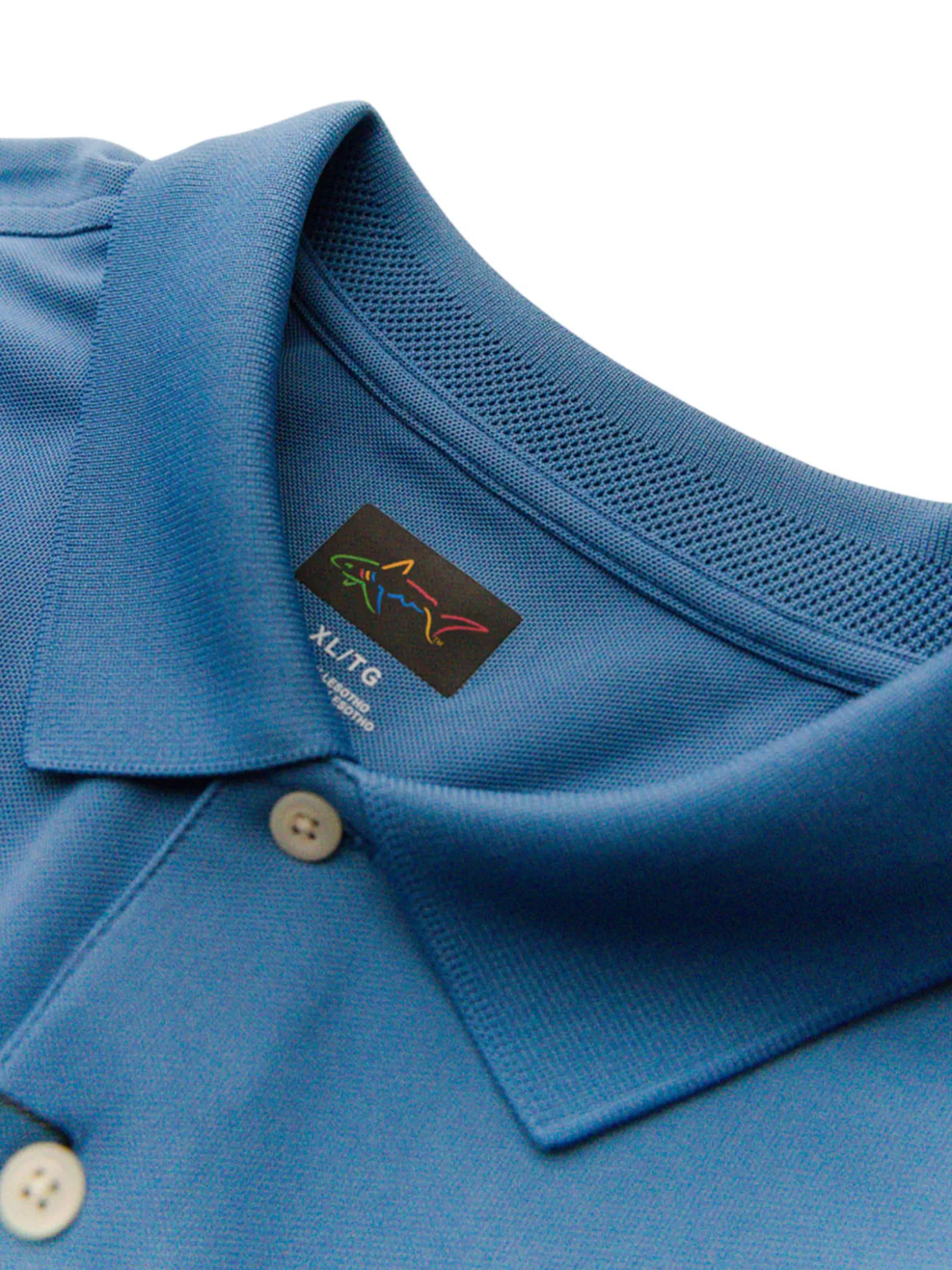 Greg Norman Long Sleeve Pique Shark Polo - Riverside Blue