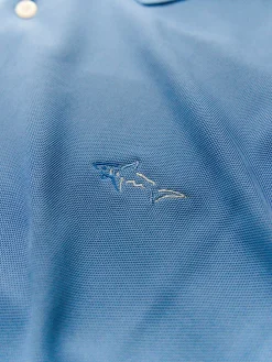 Greg Norman Long Sleeve Pique Shark Polo - Riverside Blue