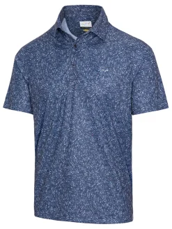 Greg Norman Shark Frenzy Print Polo - Navy/Deep Rose/Blue Dusk