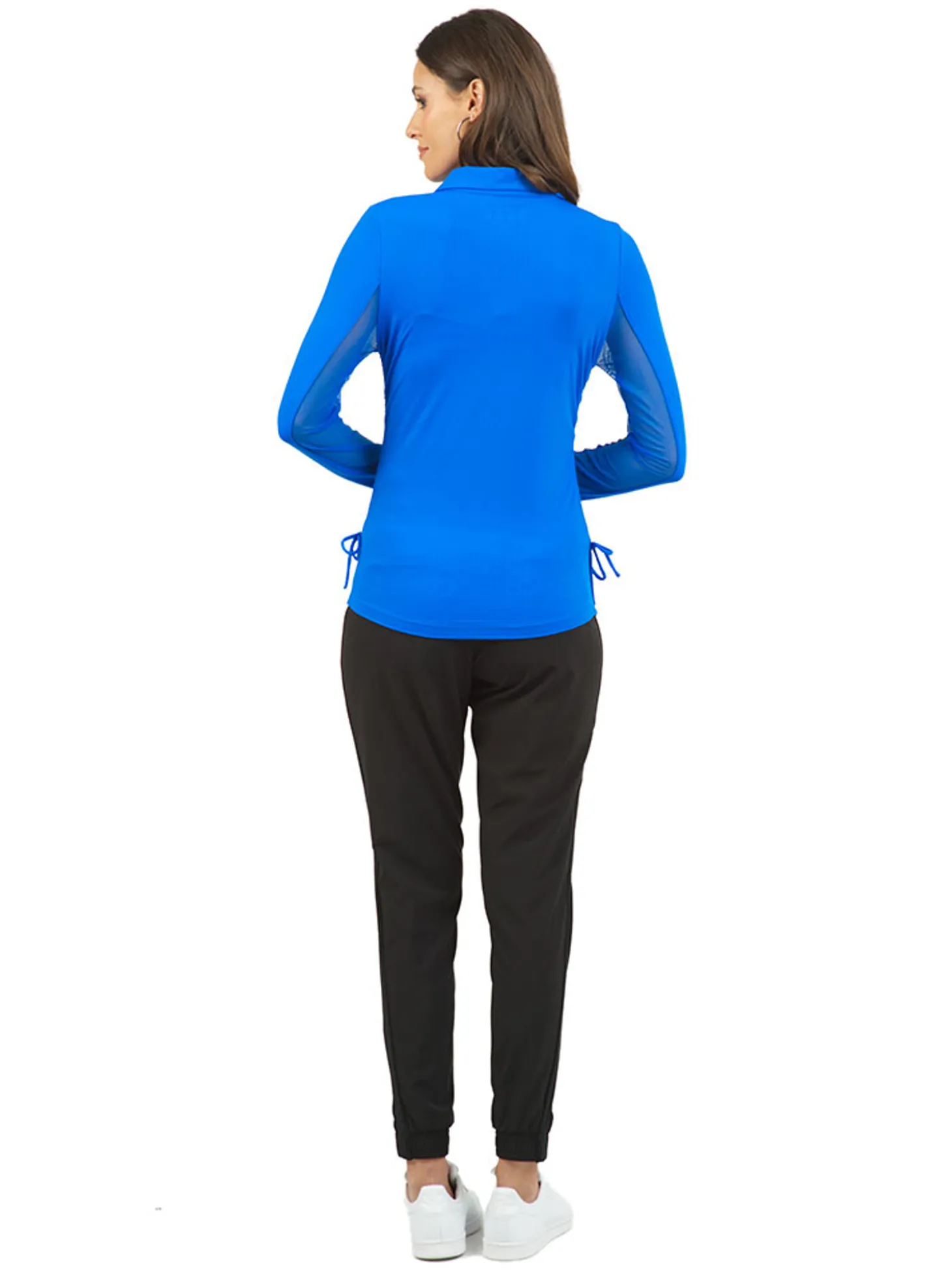 IBKUL Adjustable Long Sleeve Zip Polo - Blue