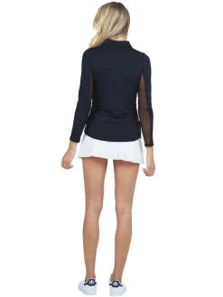 IBKUL Adjustable Long Sleeve Zip Polo - Black