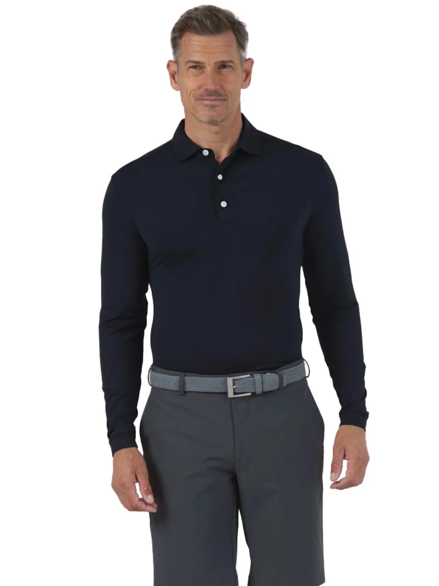 IBKUL Men's Long Sleeve Polo - Black