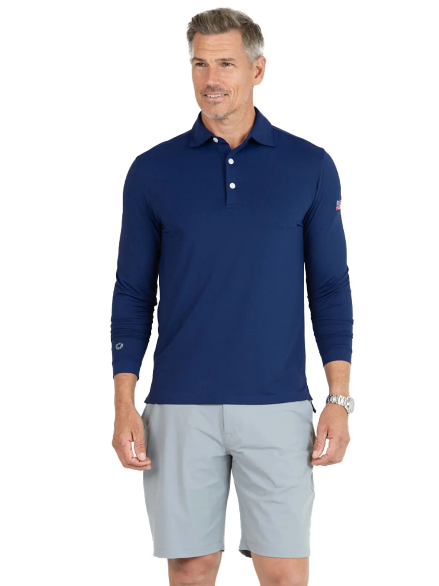 IBKUL Men's Long Sleeve Polo - Ink
