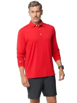 IBKUL Men's Long Sleeve Polo - Red