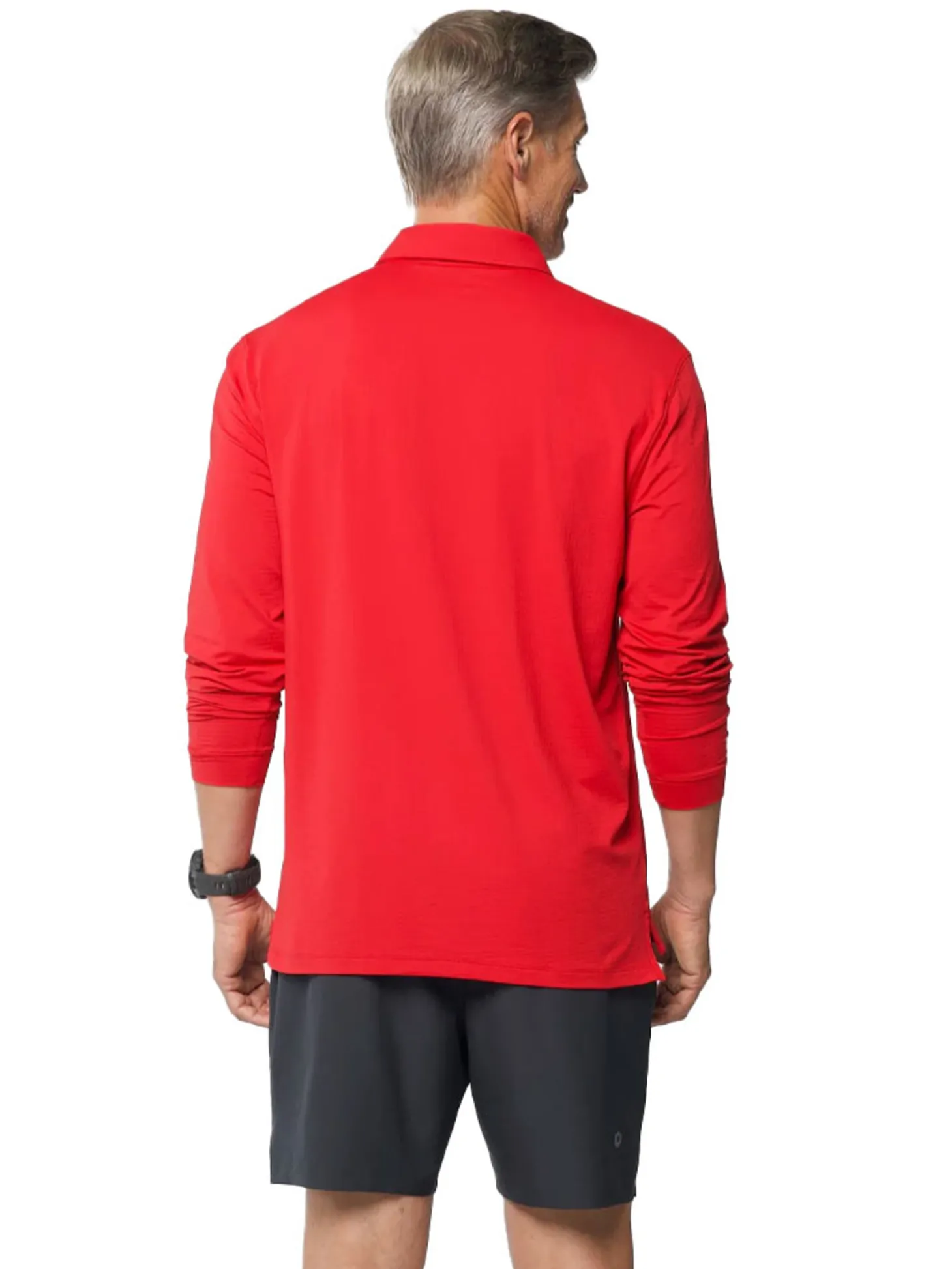 IBKUL Men's Long Sleeve Polo - Red