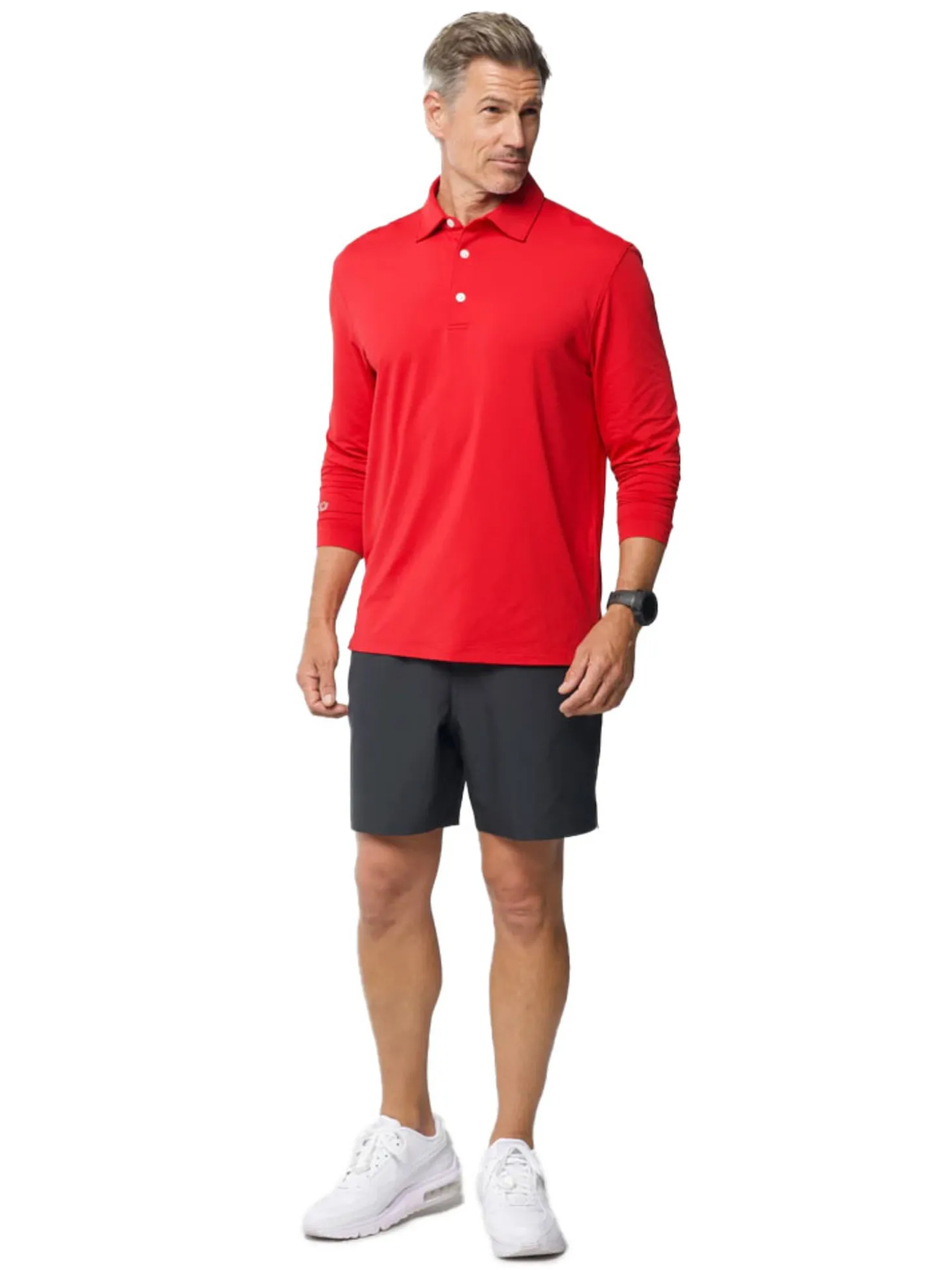 IBKUL Men's Long Sleeve Polo - Red
