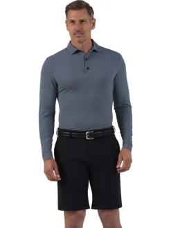 IBKUL Mini Check Print Long Sleeve Polo (Modern Fit) - Black/White