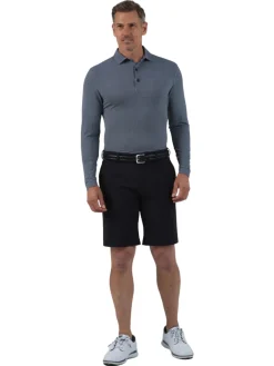 IBKUL Mini Check Print Long Sleeve Polo (Modern Fit) - Black/White