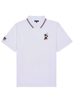 Malbon Eagle Buckets Performance Pique Polo - White