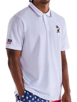 Malbon Eagle Buckets Performance Pique Polo - White