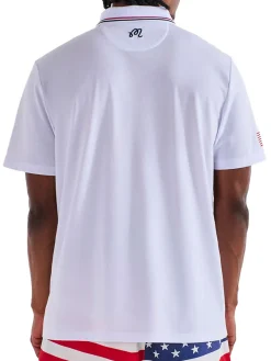 Malbon Eagle Buckets Performance Pique Polo - White