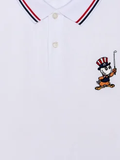 Malbon Eagle Buckets Performance Pique Polo - White