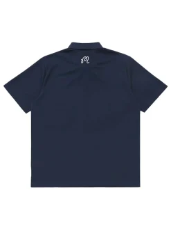Malbon Evergreen Tiger Buckets Performance Pique Polo - Navy
