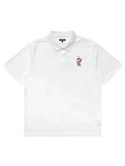 Malbon Evergreen Tiger Buckets Performance Pique Polo - White