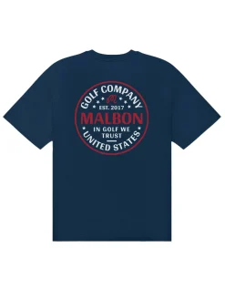 Malbon In Golf We Trust Short Sleeve Tee - Navy
