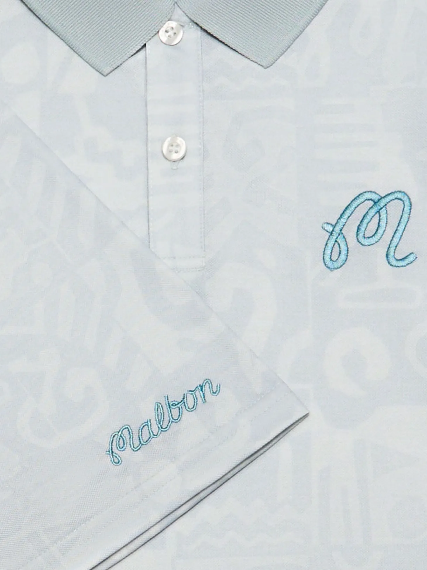 Malbon Mezzo Performance Pique Printed Polo - Silver