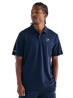 Malbon Performance Pique Polo - Navy