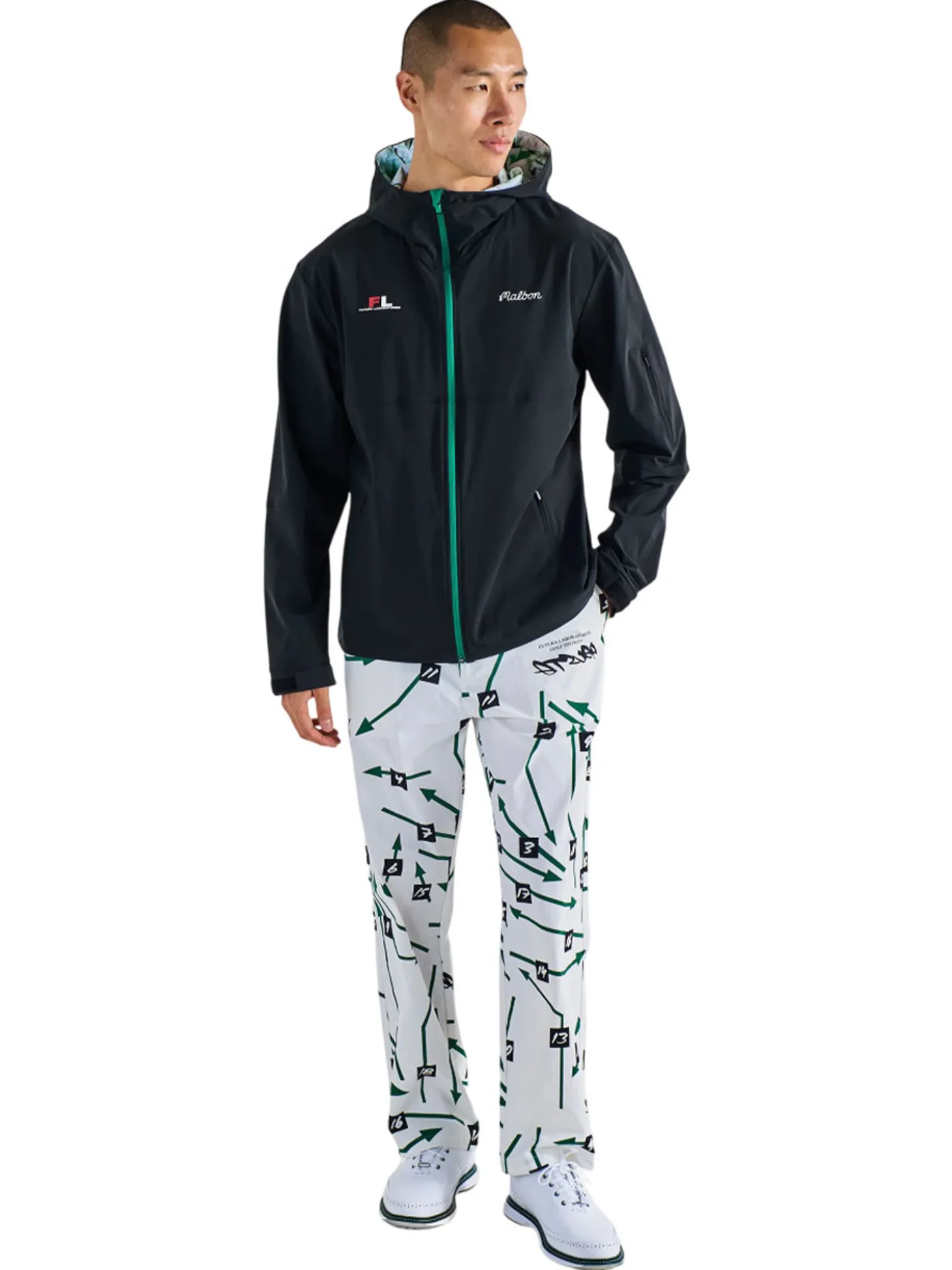 Malbon Tag Shell Hooded Zip Jacket - Black