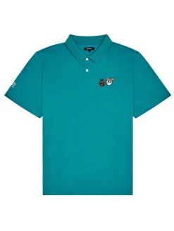 Malbon Two Man Scramble Pique Polo - Blue Green