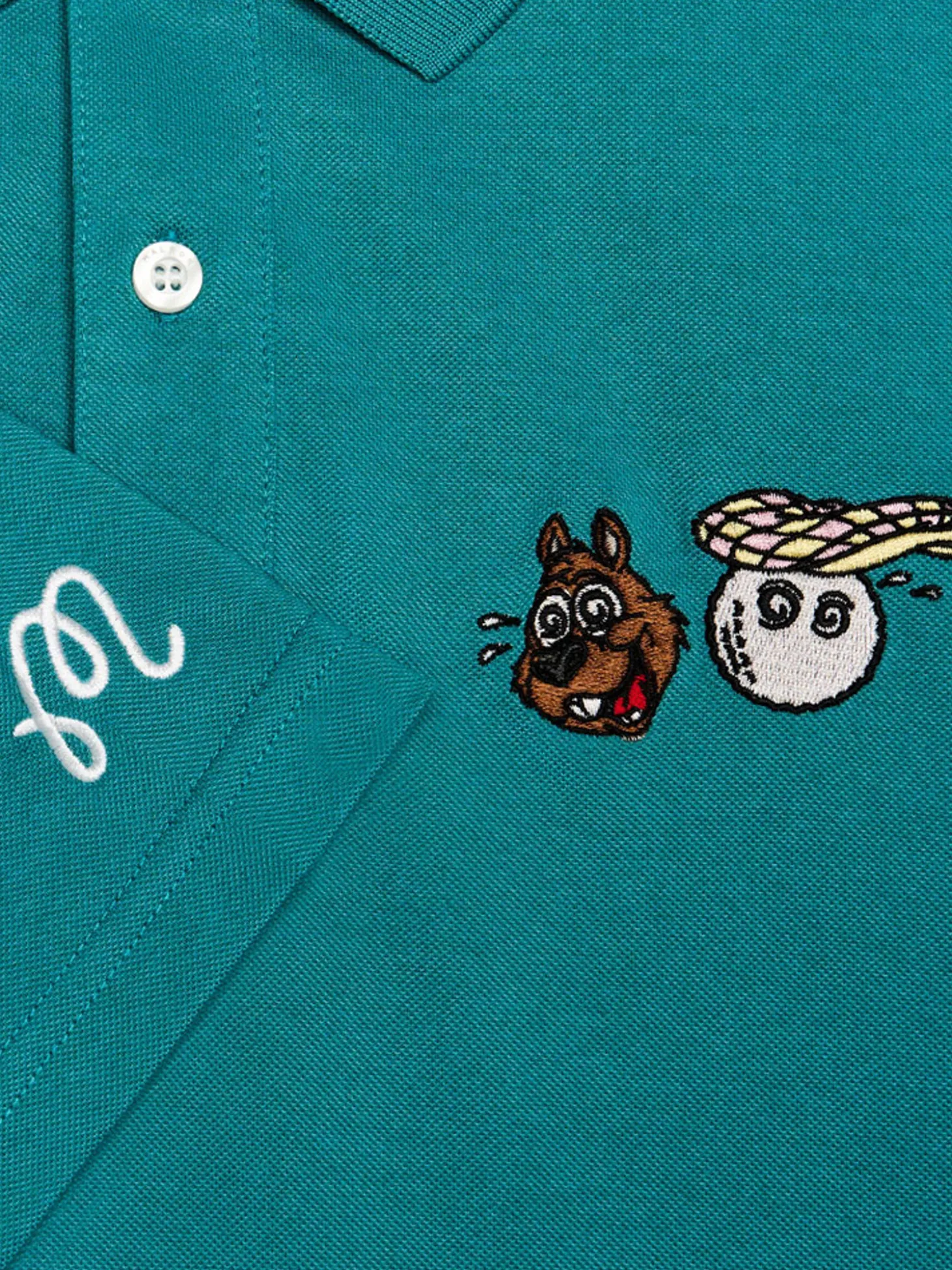 Malbon Two Man Scramble Pique Polo - Blue Green