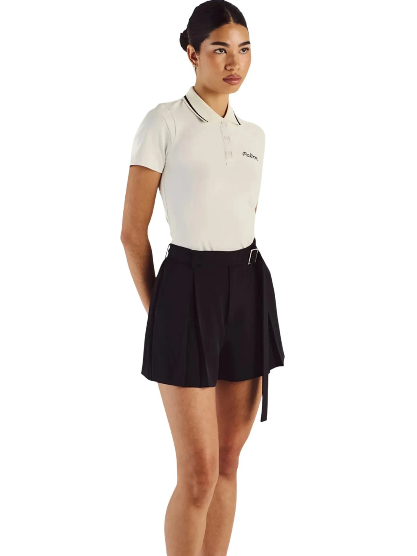 Malbon Womens Amara Pleated Short - Black