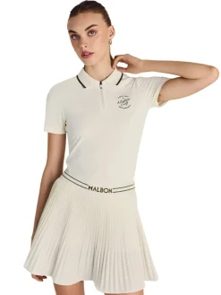 Malbon Womens Camilla Quarter Zip Polo - Ivory