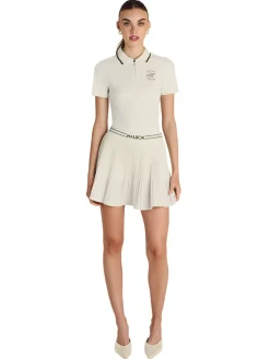 Malbon Womens Camilla Quarter Zip Polo - Ivory