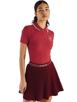 Malbon Womens Camilla Quarter Zip Polo - Garnet