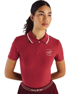 Malbon Womens Camilla Quarter Zip Polo - Garnet
