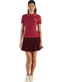 Malbon Womens Camilla Quarter Zip Polo - Garnet