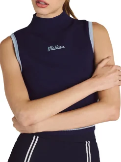 Malbon Womens Kara Mock Neck Vest - Navy