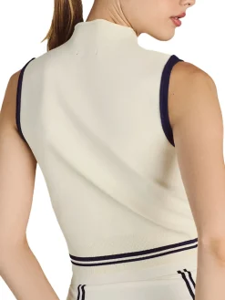 Malbon Womens Kara Mock Neck Vest - Ivory