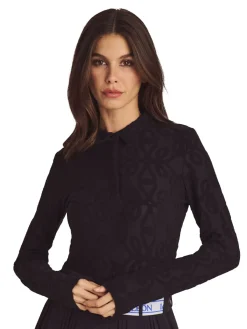 Malbon Womens Sophie Long Sleeve Polo - Black