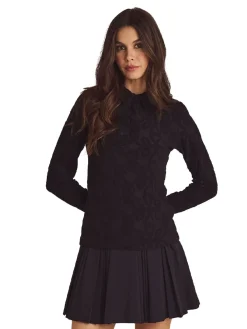 Malbon Womens Sophie Long Sleeve Polo - Black