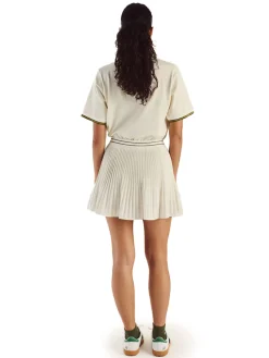 Malbon Womens Valentina Pleated Skirt - Ivory
