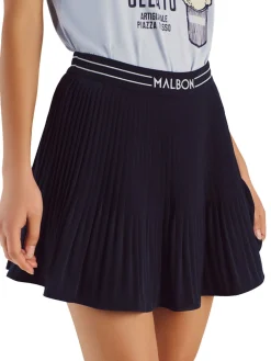 Malbon Womens Valentina Pleated Skirt - Navy