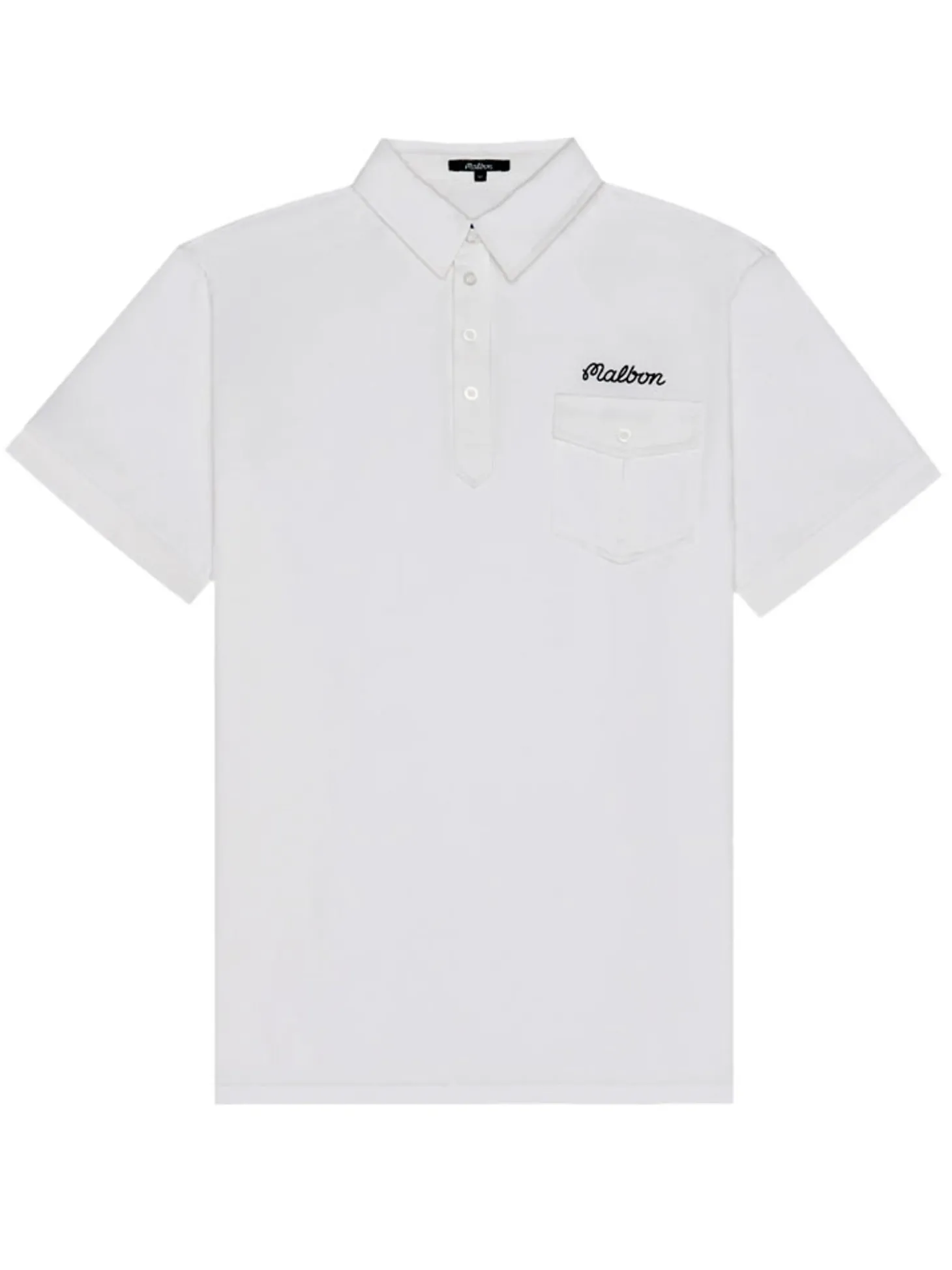 Malbon x Jesper Parnevik Single Pocket Mercerized Cotton Jersey Polo - White