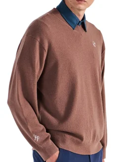 Malbon x Jesper Parnevik V-Neck Merino Wool Sweater - Chocolate